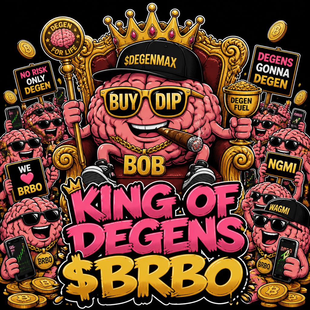 Brainrot Bob on a gold throne surrounded by mini brain degens